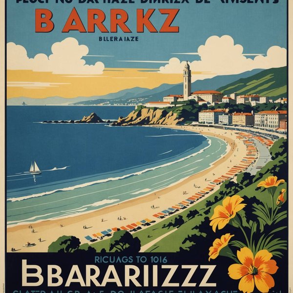 Revivez le Charme Rétro avec une Affiche Biarritz Vintage de Art Déco Aix